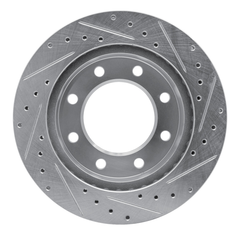 Cadillac DeVille Brake Rotor (1) - Front Left - R1 Concepts - Drilled & Slotted - Silver - `99-`20